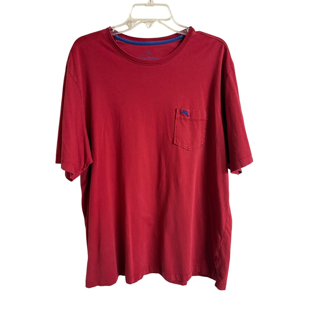 Tommy Bahama Mens XL Red Pima Cotton Short Sleeve Pocket T-Shirt Marlin Logo